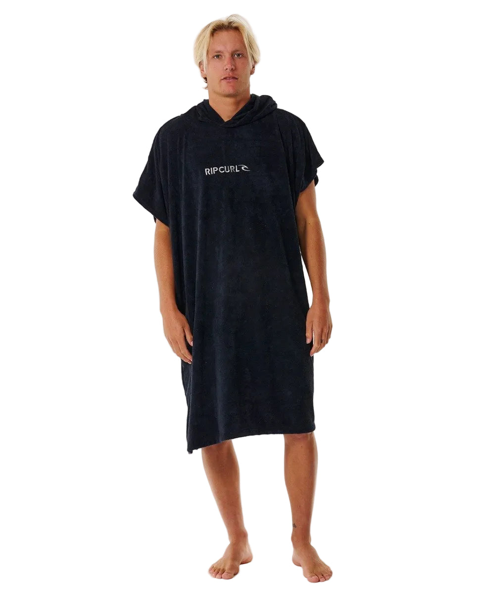Rip Curl Brand Hooded Towel Mens Changing Robe - Black/Grey