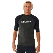 Rip Curl Shock UPF Mens Short Sleeve Rash Vest - Black Marle