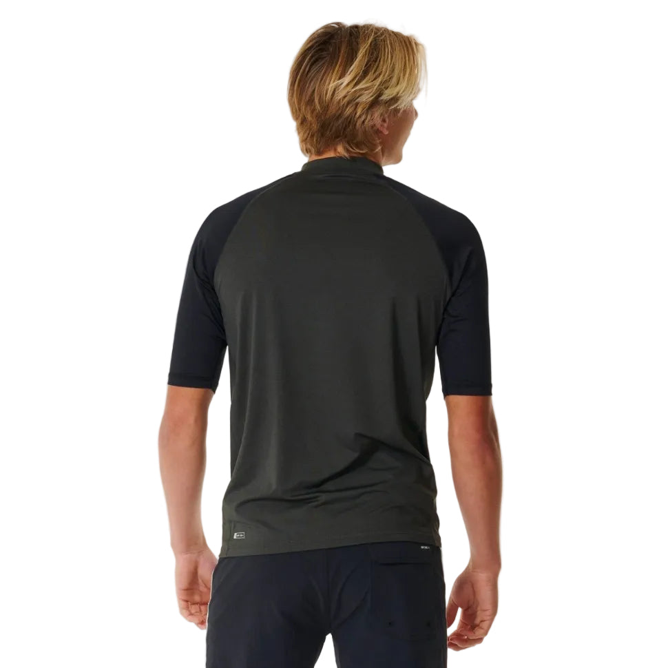 Rip Curl Shock UPF Men's Short Sleeve Rash Vest - Black Marle