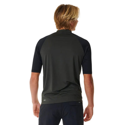 Rip Curl Shock UPF Men's Short Sleeve Rash Vest - Black Marle