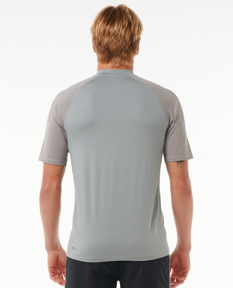 Rip Curl Shock UPF Mens Short Sleeve Rash Vest - Light Grey Marle
