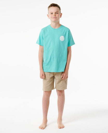 Rip Curl Kids Wetsuit Icon Short Sleeve Tee - Aqua