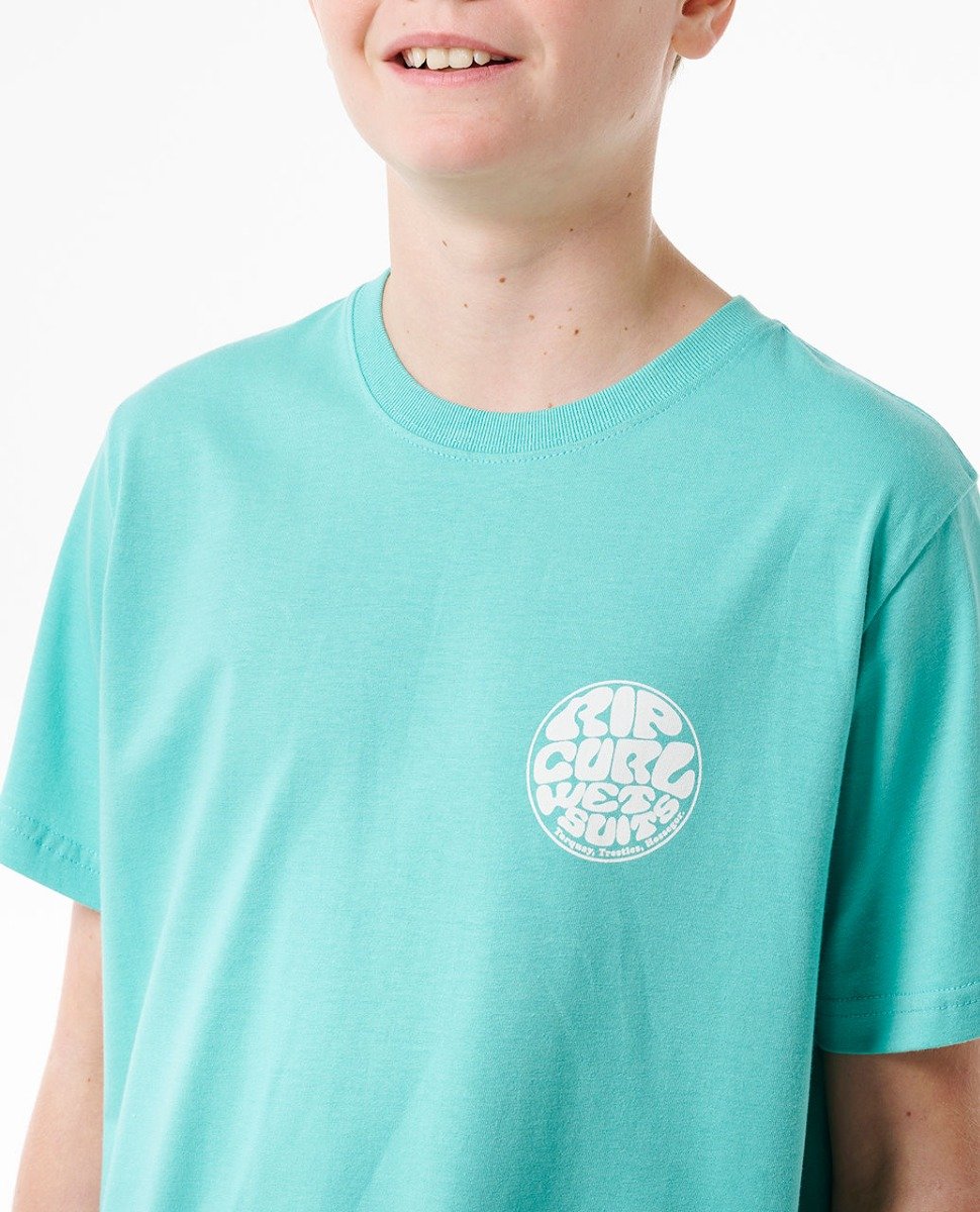 Rip Curl Kids Wetsuit Icon Short Sleeve Tee - Aqua