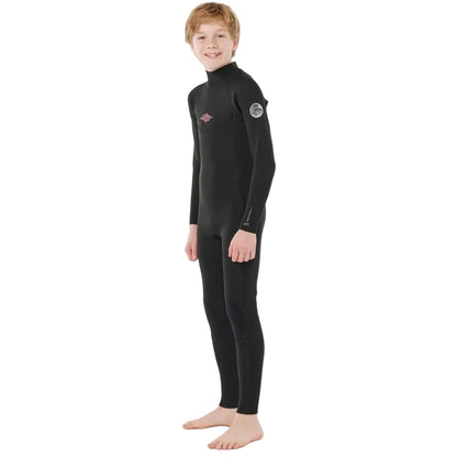 Rip Curl Kids Dawn Patrol Back Zip 4/3mm Wetsuit in Black