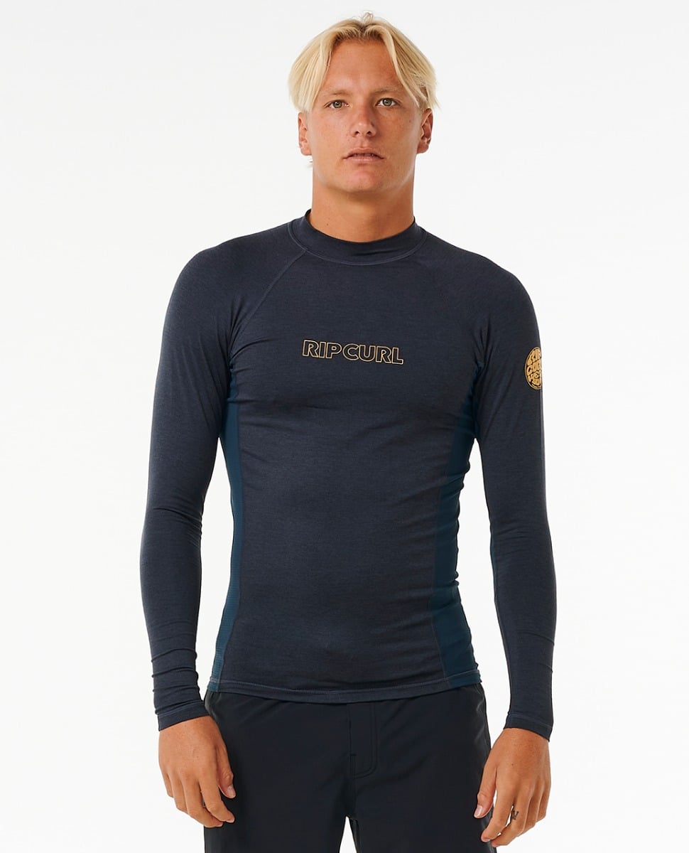 Rip Curl Dawn Patrol UPF Perf Mens Long Sleeved Rash Vest - Navy Marle
