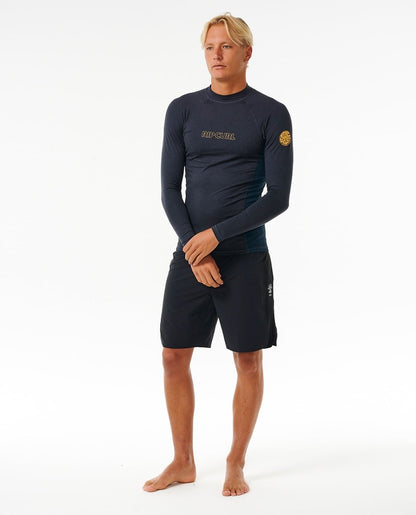 Rip Curl Dawn Patrol UPF Perf Mens Long Sleeved Rash Vest - Navy Marle