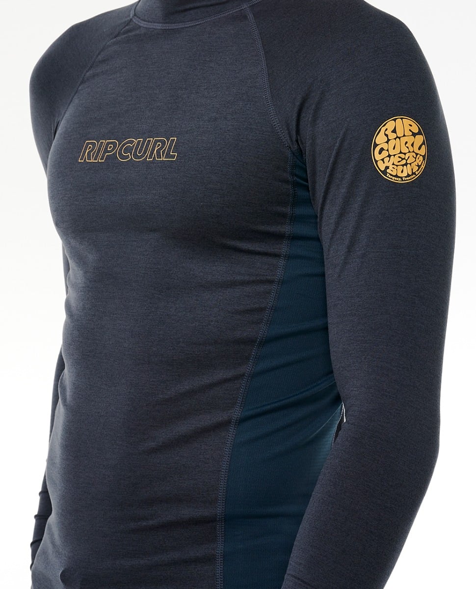 Rip Curl Dawn Patrol UPF Perf Mens Long Sleeved Rash Vest - Navy Marle