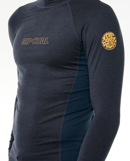 Rip Curl Dawn Patrol UPF Perf Mens Long Sleeved Rash Vest - Navy Marle