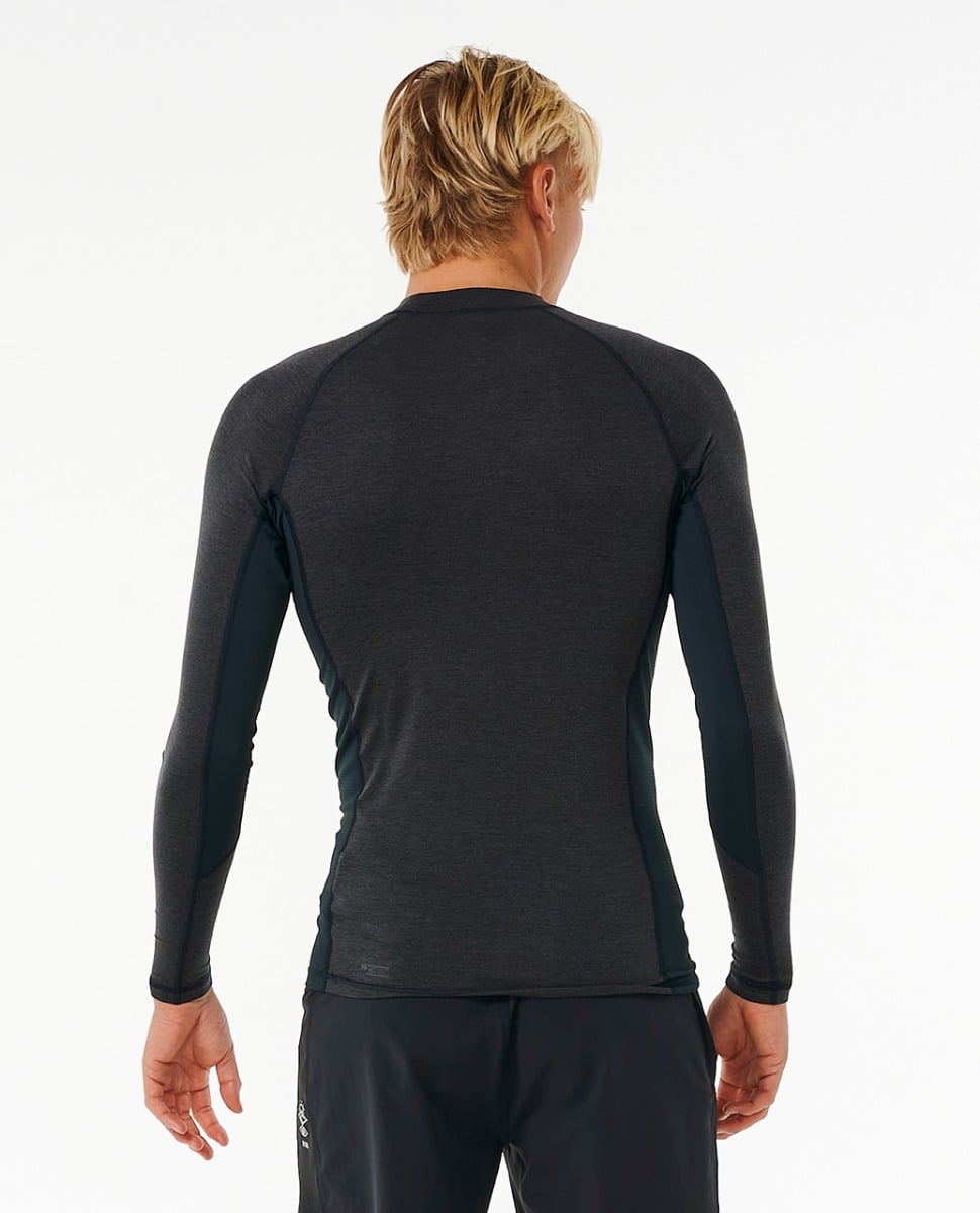 Rip Curl Dawn Patrol UPF Perf Mens Long Sleeved Rash Vest - Black Marle