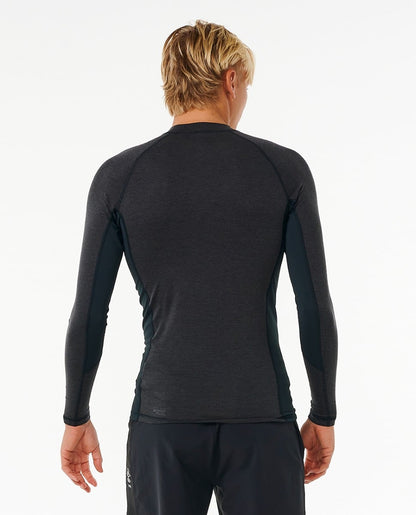 Rip Curl Dawn Patrol UPF Perf Mens Long Sleeved Rash Vest - Black Marle