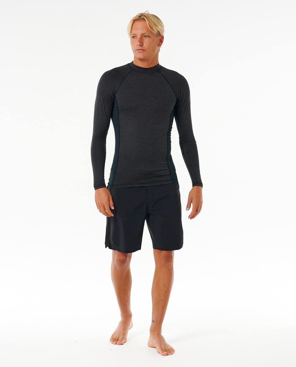 Rip Curl Dawn Patrol UPF Perf Mens Long Sleeved Rash Vest - Black Marle
