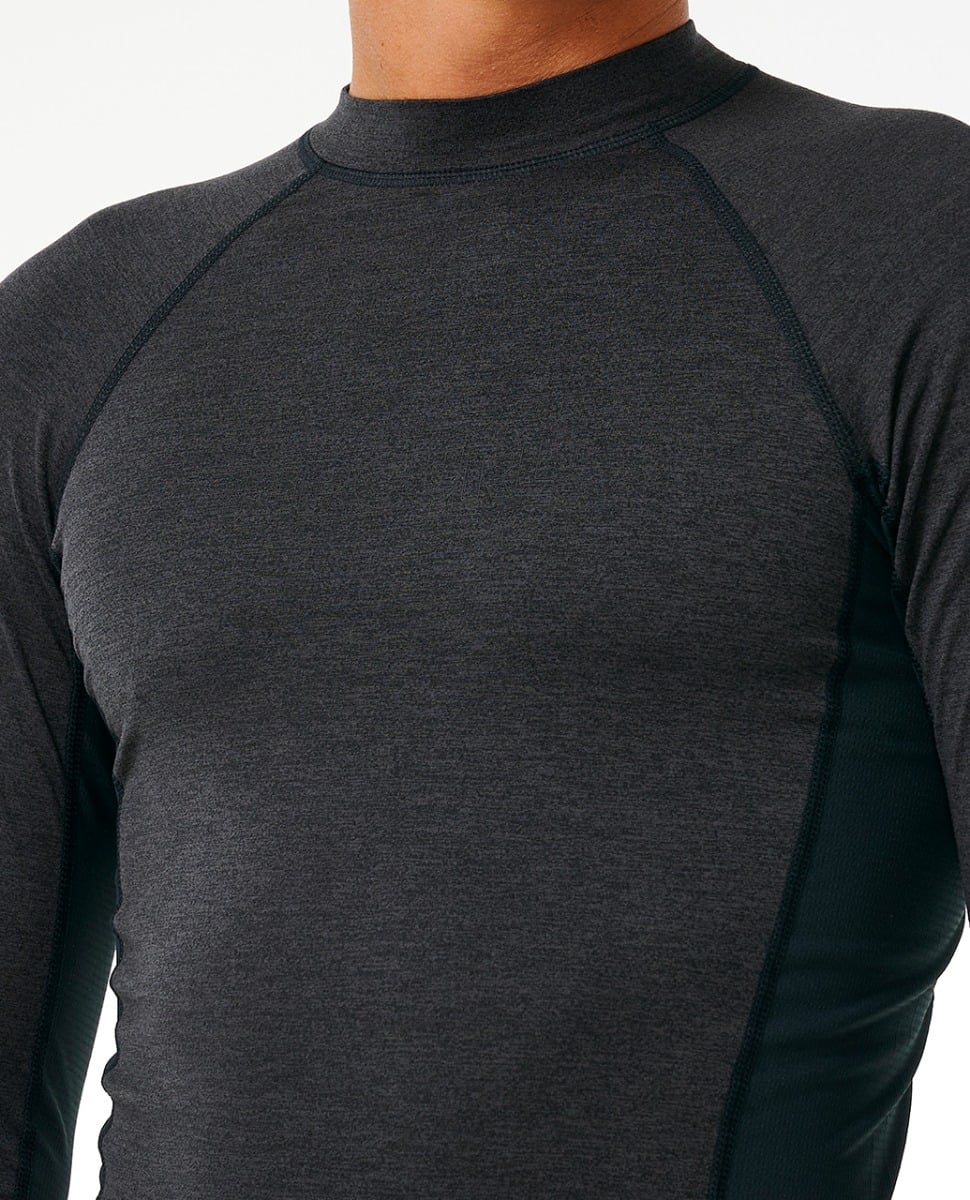 Rip Curl Dawn Patrol UPF Perf Mens Long Sleeved Rash Vest - Black Marle