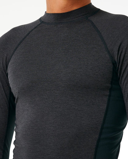 Rip Curl Dawn Patrol UPF Perf Mens Long Sleeved Rash Vest - Black Marle