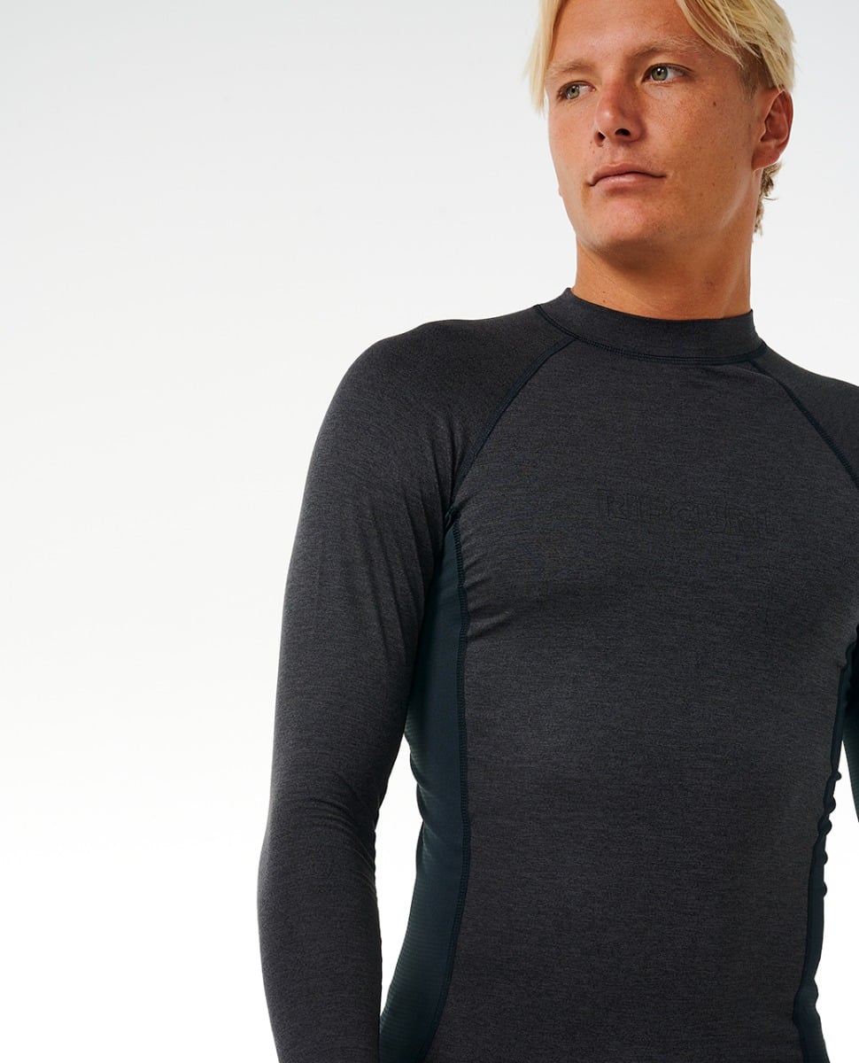 Rip Curl Dawn Patrol UPF Perf Mens Long Sleeved Rash Vest - Black Marle