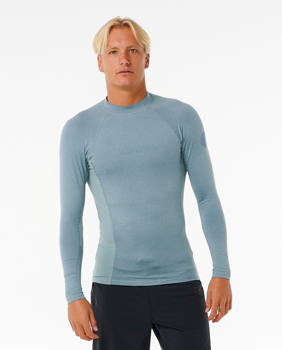 Rip Curl Dawn Patrol UPF Perf Mens Long Sleeved Rash Vest - Mineral Blue
