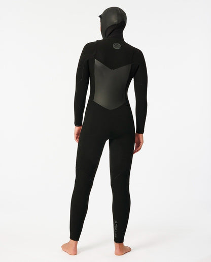 Rip Curl Flash Bomb 6/4mm Women's Chest Zip Hooded Wetsuit 2025 - Black