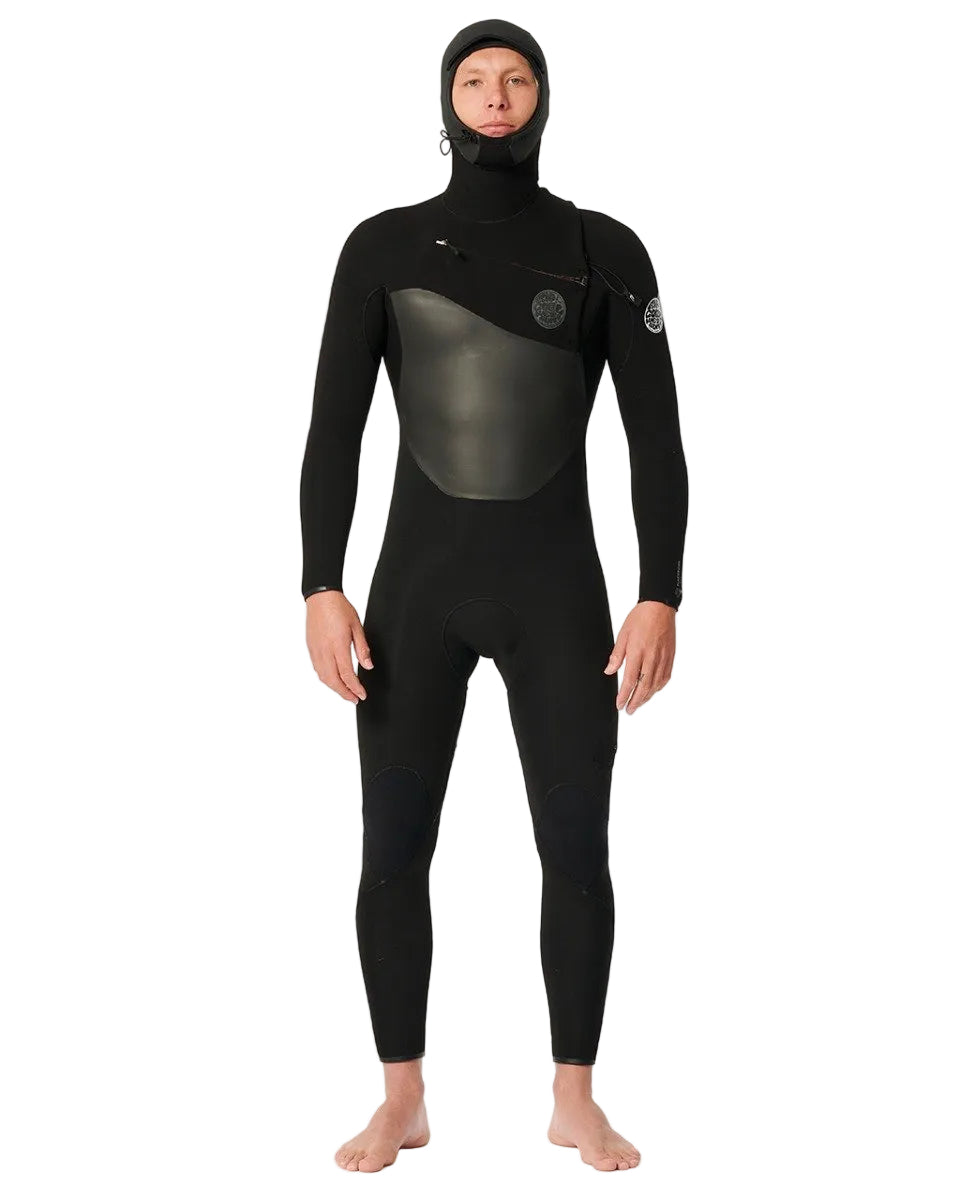 Rip Curl Flashbomb 4/3mm  Mens Chest Zip Hooded Wetsuit - Black