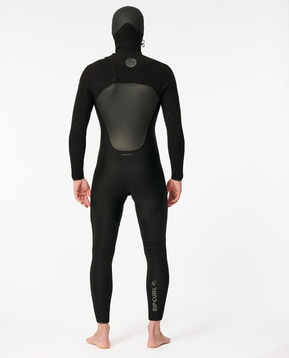 Rip Curl Flash Bomb 4/3mm Men's Chest Zip Hooded Wetsuit 2026 - Black