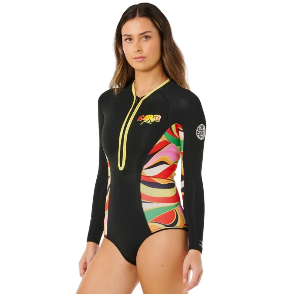 Rip Curl G-Bomb 1.5mm LS Front Zip Springsuit - Neon Waves
