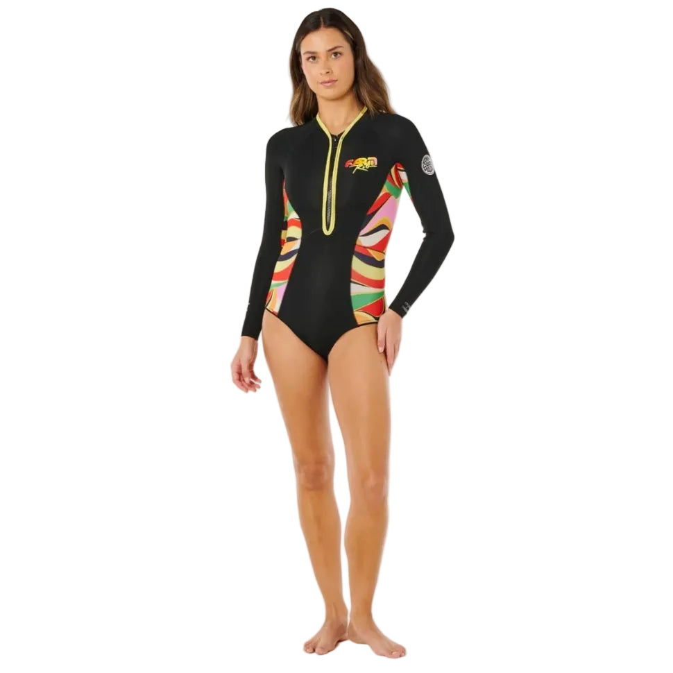 Rip Curl G-Bomb 1.5mm LS Front Zip Springsuit - Neon Waves