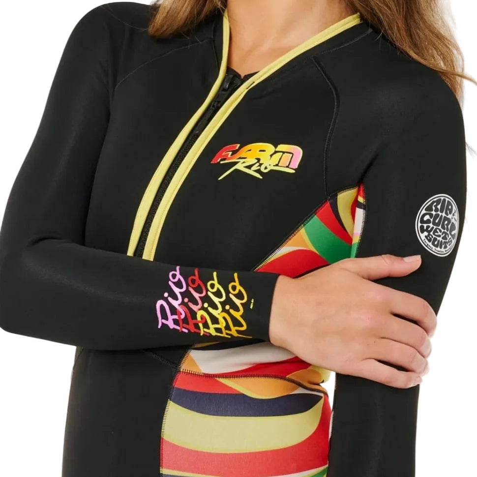 Rip Curl G-Bomb 1.5mm LS Front Zip Springsuit - Neon Waves