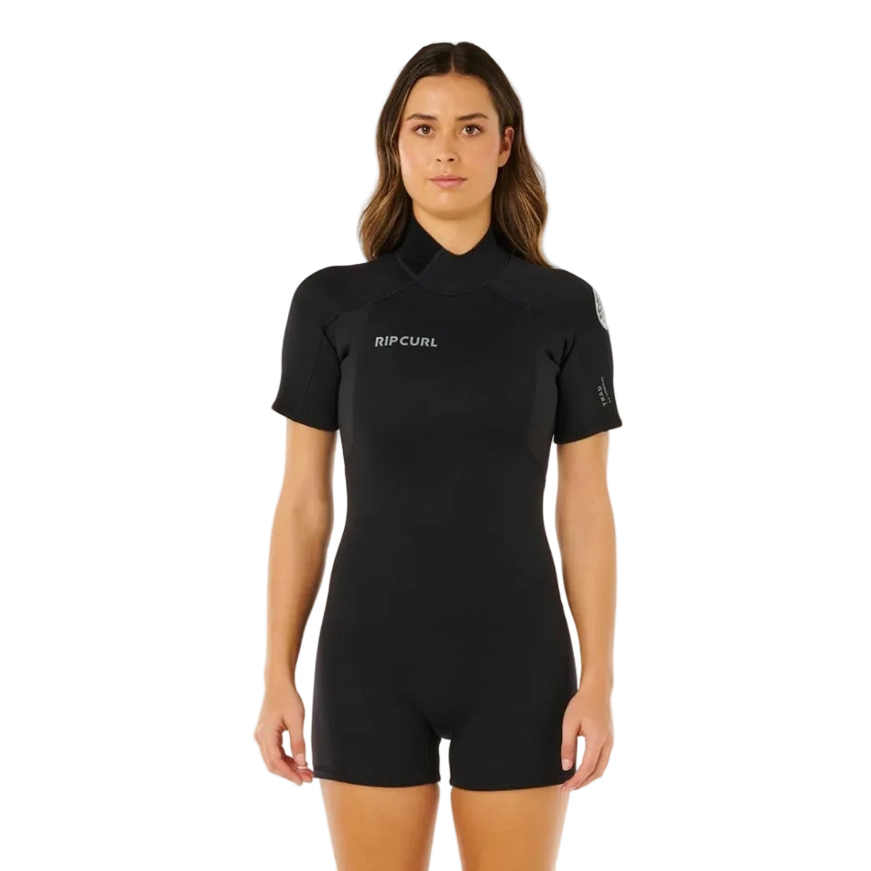 Rip Curl Womens Trad Back Zip 2mm Flatlock Shorty in Black