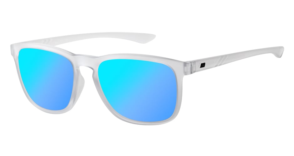 Dirty Dog Shadow Sunglasses in Satin Crystal / Grey and Ice Blue Mirror Polarised