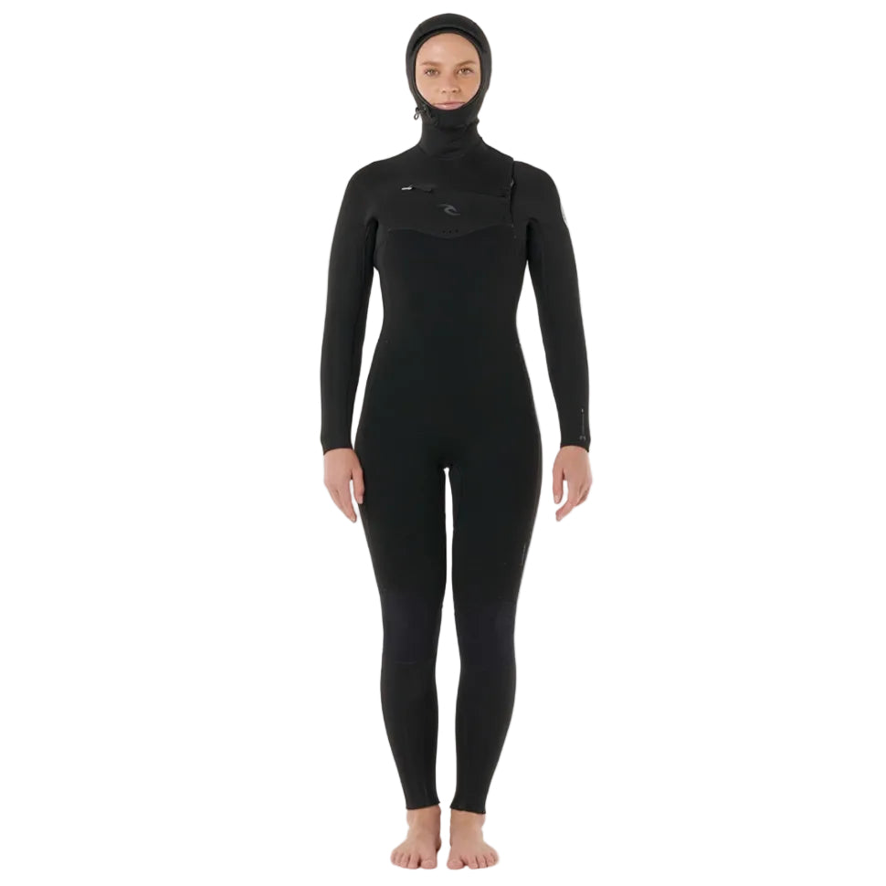 Rip Curl Womens Dawn Patrol Hooded 5/4mm Winter Wetsuit in Black