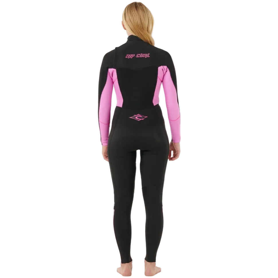 Rip Curl Womens Dawn Patrol Chest Zip 5/3mm Winter Wetsuit in Black/Pink
