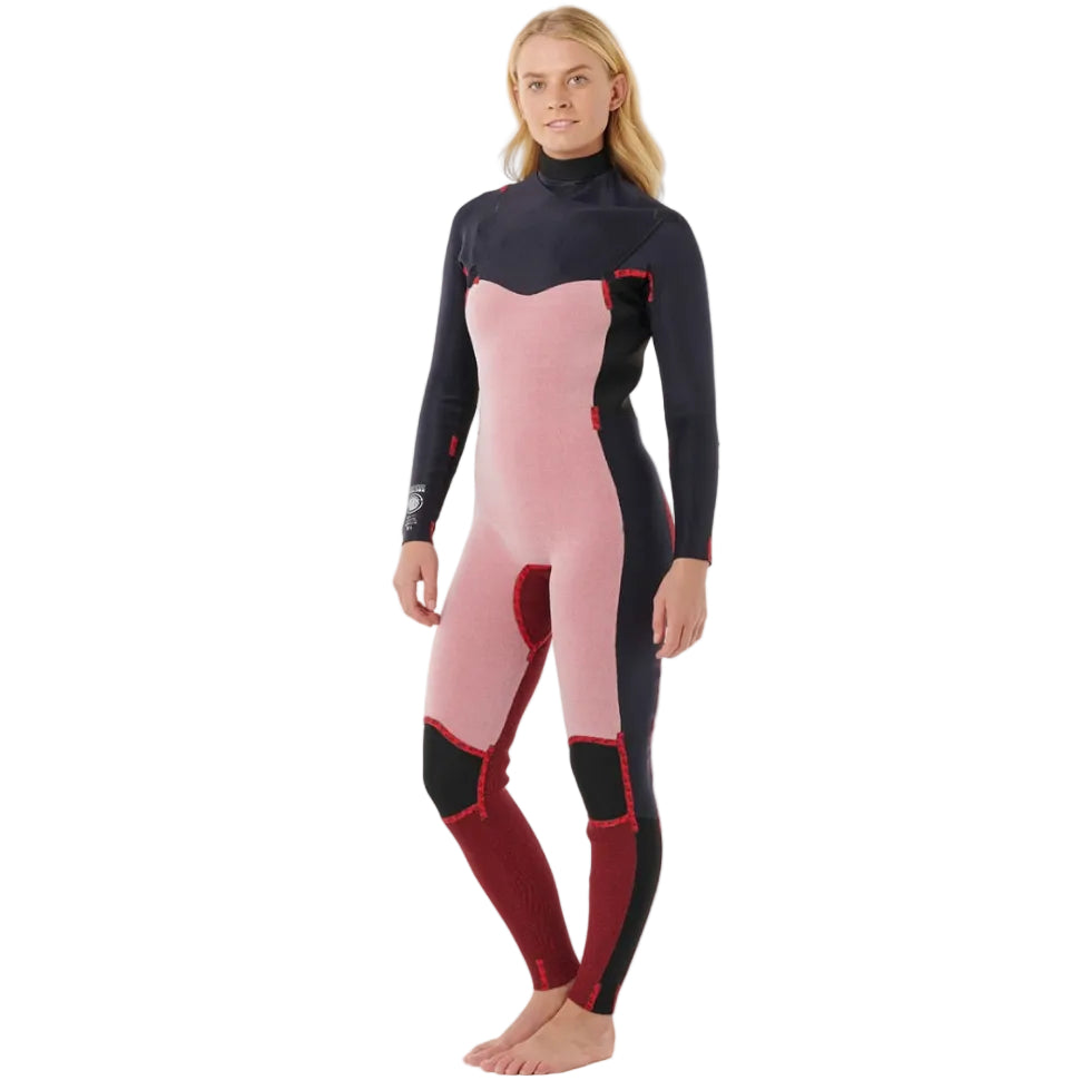 Rip Curl Womens Dawn Patrol Chest Zip 5/3mm Winter Wetsuit in Black/Pink