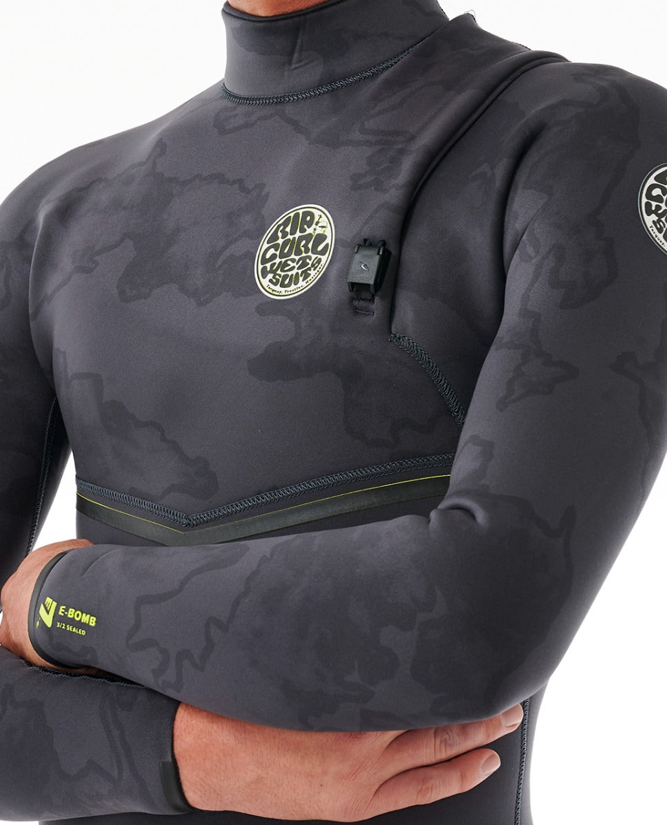 Rip Curl E-Bomb 3/2mm Men's Zip Free Summer Wetsuit - Charcoal