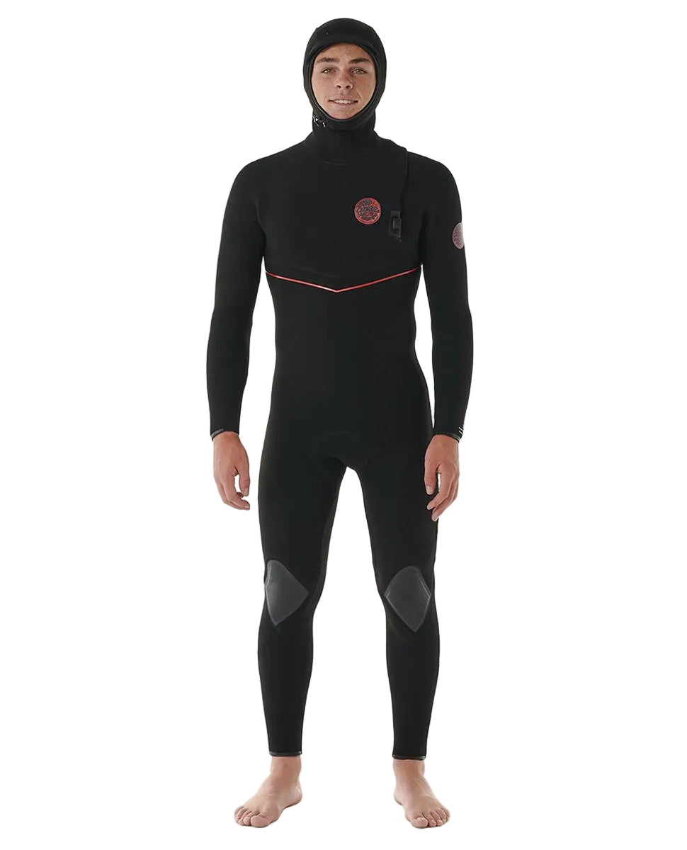 Rip Curl Mens Flashbomb Fusion 5/4mm Hooded Zip Free Wetsuit in Black