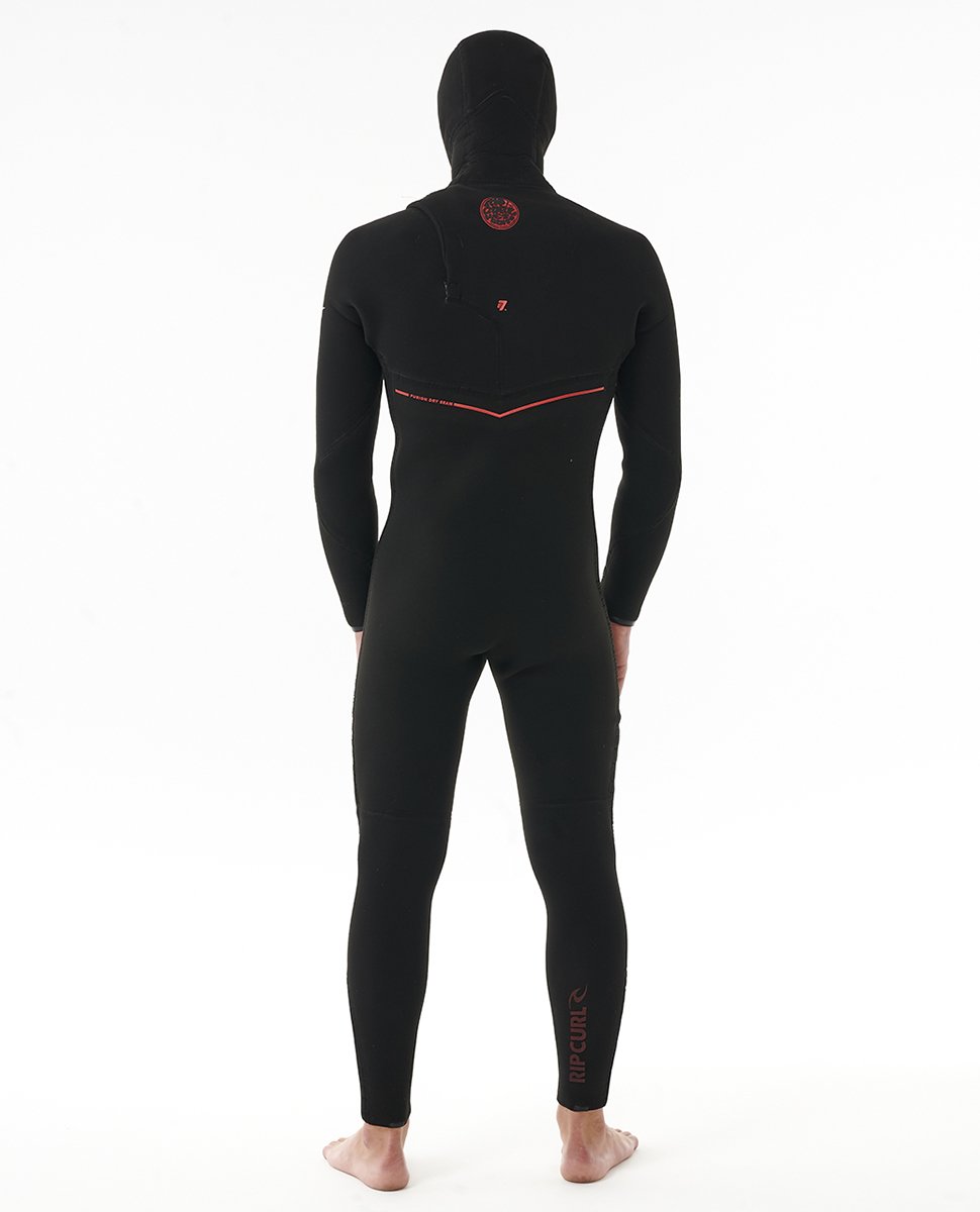 Rip Curl Men's Flash Bomb Fusion 5/4mm Hooded Zip Free Wetsuit 2025 - Black