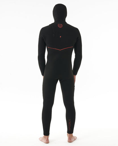 Rip Curl Men's Flash Bomb Fusion 5/4mm Hooded Zip Free Wetsuit 2025 - Black