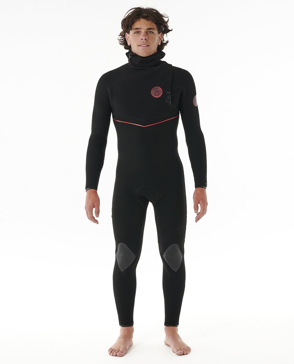 Rip Curl Men's Flash Bomb Fusion 5/4mm Hooded Zip Free Wetsuit 2025 - Black