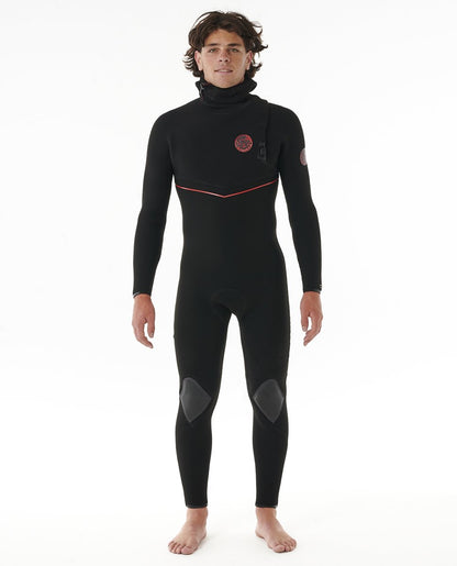 Rip Curl Men's Flash Bomb Fusion 5/4mm Hooded Zip Free Wetsuit 2025 - Black