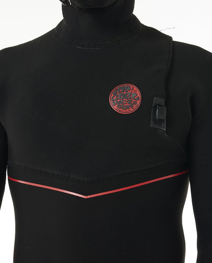 Rip Curl Men's Flash Bomb Fusion 5/4mm Hooded Zip Free Wetsuit 2025 - Black