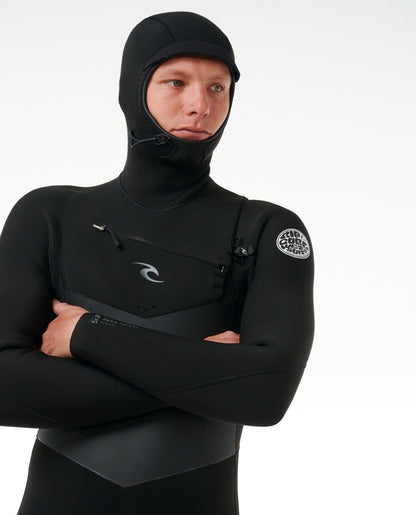 Rip Curl Dawn Patrol Hooded 6/4mm Chest Zip Wetsuit 2024 - Black