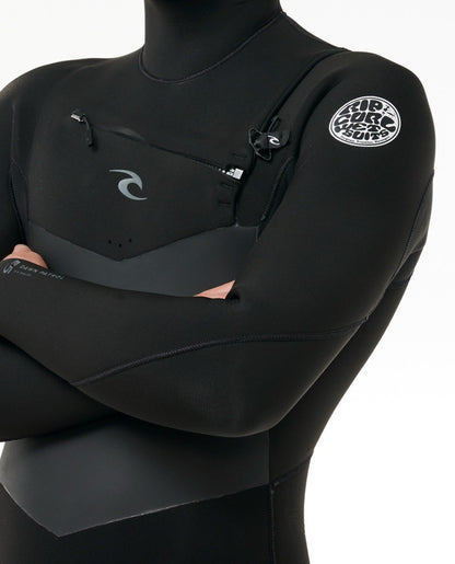 Rip Curl Dawn Patrol Hooded 6/4mm Chest Zip Wetsuit 2024 - Black