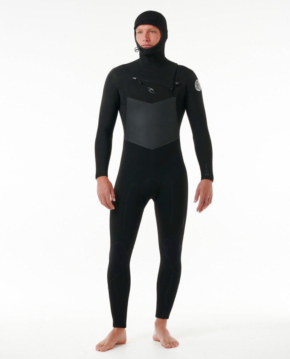 Rip Curl Dawn Patrol Hooded 6/4mm Chest Zip Wetsuit 2024 - Black