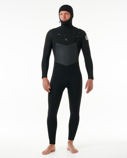 Rip Curl Dawn Patrol Hooded 6/4mm Chest Zip Wetsuit 2024 - Black