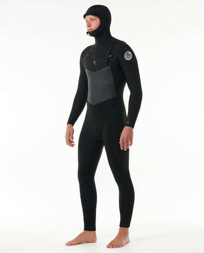 Rip Curl Dawn Patrol Hooded 6/4mm Chest Zip Wetsuit 2024 - Black