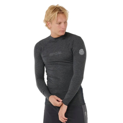 Rip Curl Dawn Patrol UPF Perf Long-Sleeved Rash Vest in Black Marle