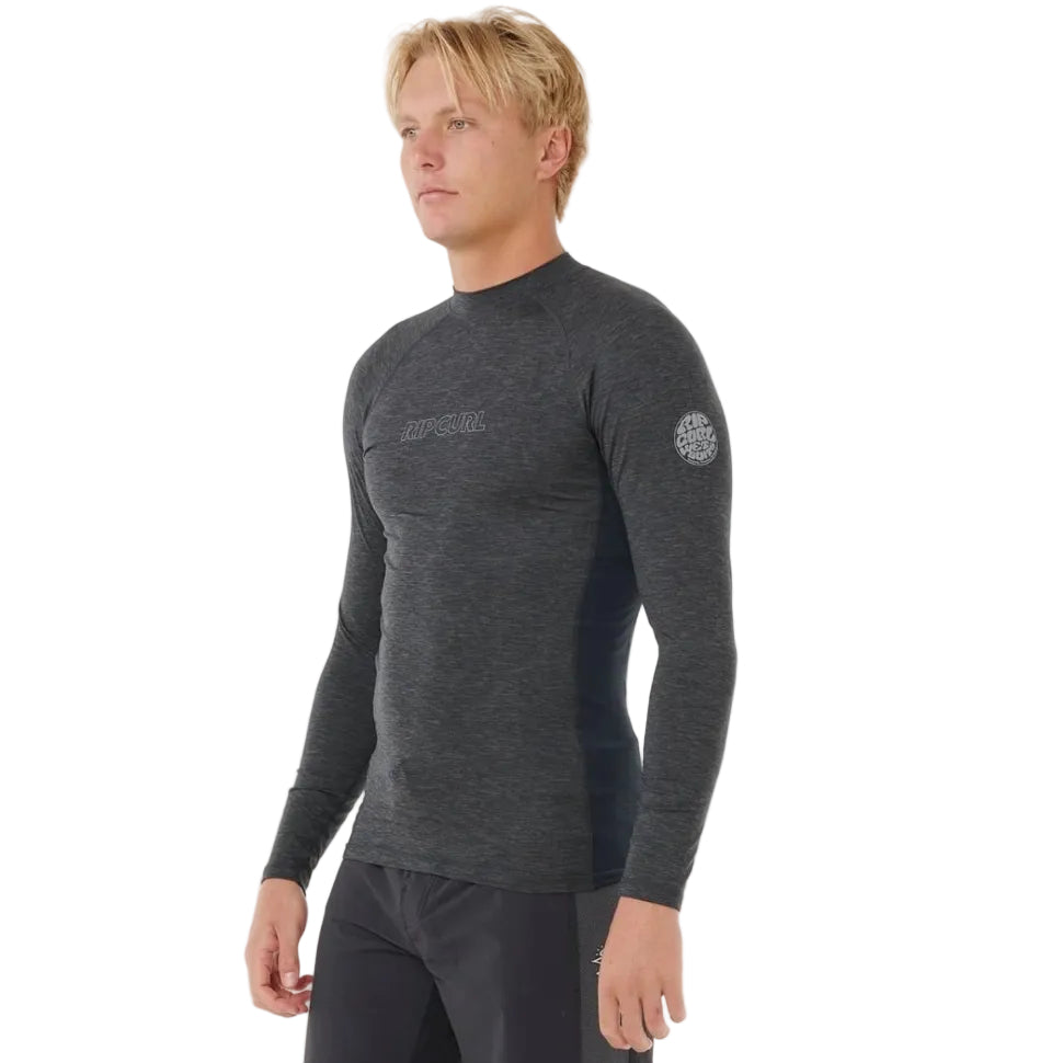 Rip Curl Dawn Patrol UPF Perf LS Rash Vest - Black Marle