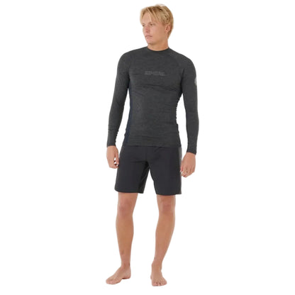 Rip Curl Dawn Patrol UPF Perf LS Rash Vest - Black Marle