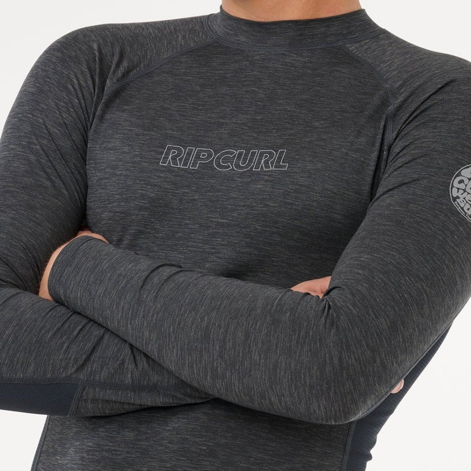 Rip Curl Dawn Patrol UPF Perf LS Rash Vest - Black Marle