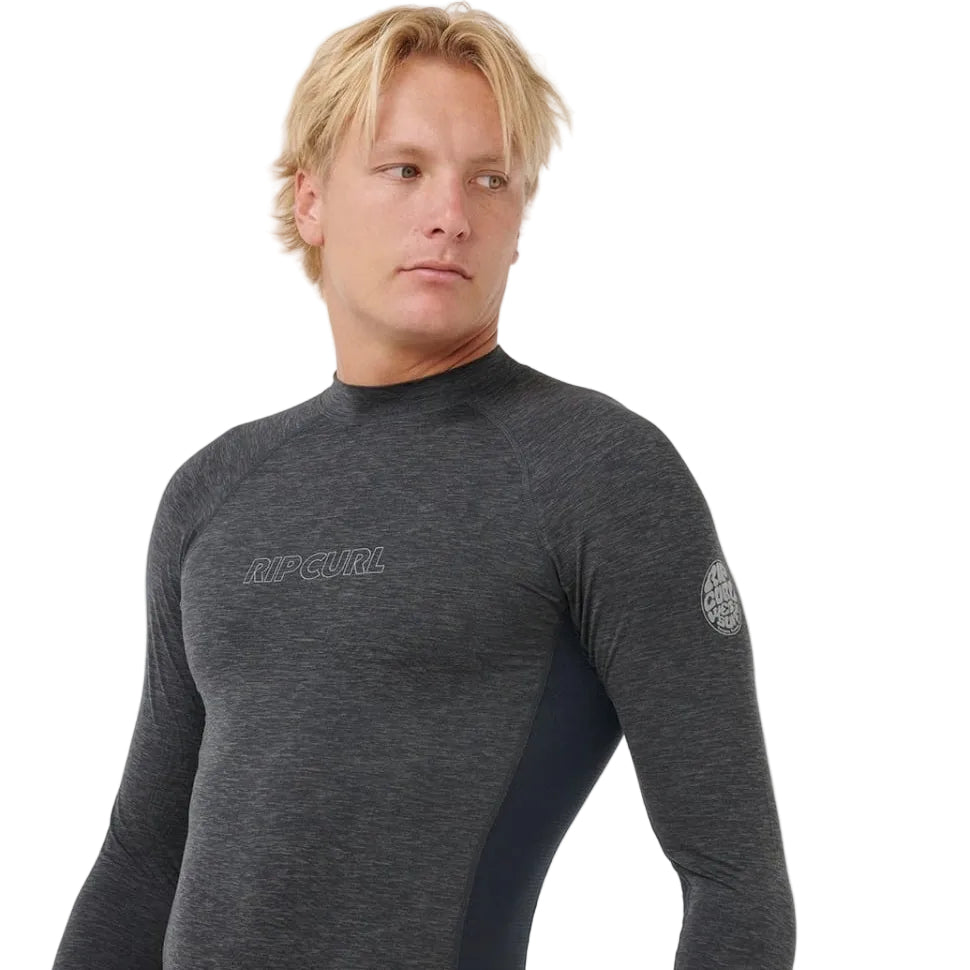 Rip Curl Dawn Patrol UPF Perf LS Rash Vest - Black Marle