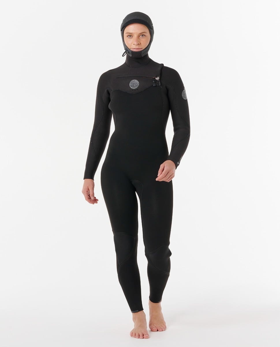Rip Curl Womens Flashbomb Hooded 6/4mm Winter Wetsuit in Black