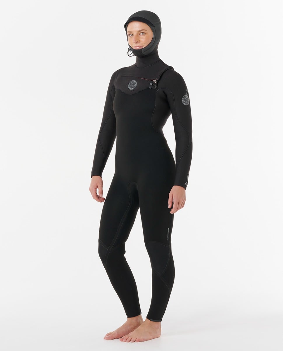 Rip Curl Womens Flashbomb Hooded 6/4mm Winter Wetsuit 2025 - Black