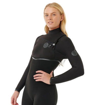 Rip Curl Womens E-Bomb Chest Zip 4/3mm Wetsuit 2026 - Black